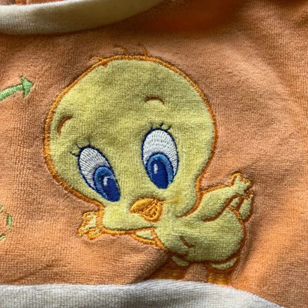Vintage Looney Tunes Baby Taz Baby Tweety Velour Explorer Baby Onesie
